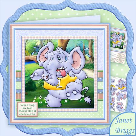 Jogging Elephant 8x8 Decoupage Mini Kit for Men