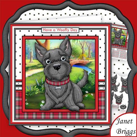 Scottie Dog Have a Woofly Day 8x8 Decoupage Mini Kit