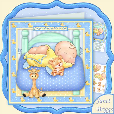 Cheeky Baby Boy 8x8 Decoupage Mini Kit