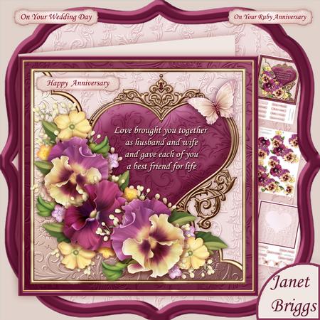 Pansy Heart & Verse for Wedding or Anniversary 8x8 Mini Kit