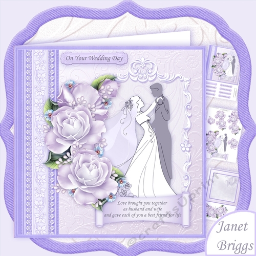 BRIDE & GROOM 1ST DANCE Wedding Day Lilac 8x8 Decoupage Mini Kit