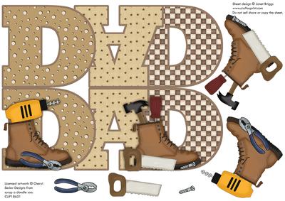 DIY Dad Shape Card or Topper with Decoupage