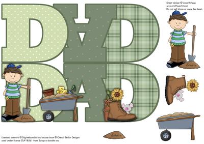 Gardener Dad Shape Card or Topper with Decoupage