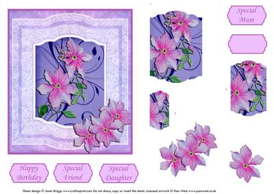 Clematis Nelly Moser 3D Topper