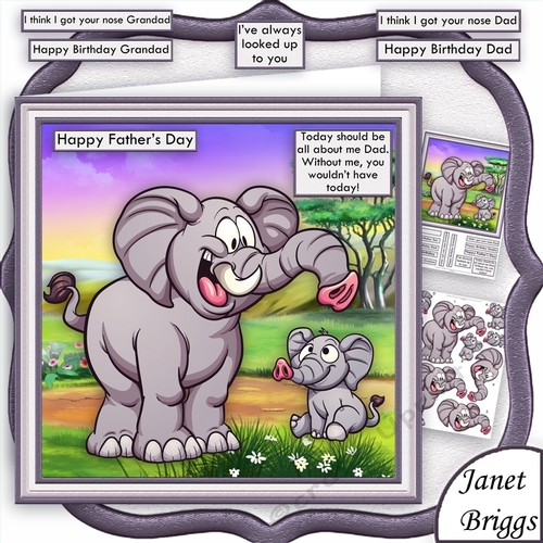 I LOOK UP TO YOU Elephant and Son 8x8 Decoupage Mini Kit