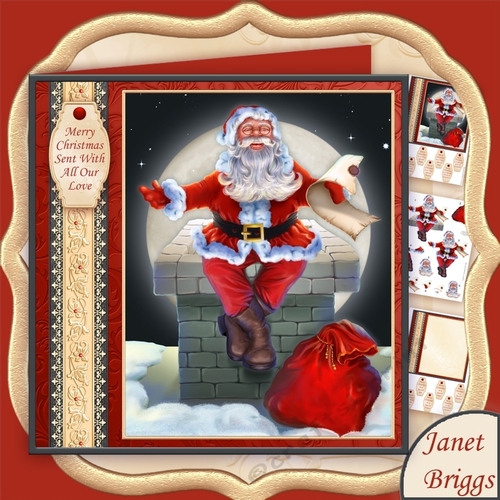 SANTA ON THE CHIMNEY 7.8 Christmas Decoupage Kit