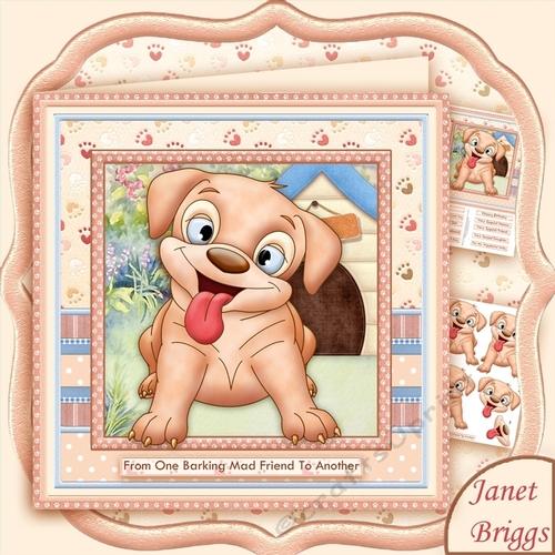 BARKING MAD 8x8 Humorous Birthday Decoupage Mini Kit