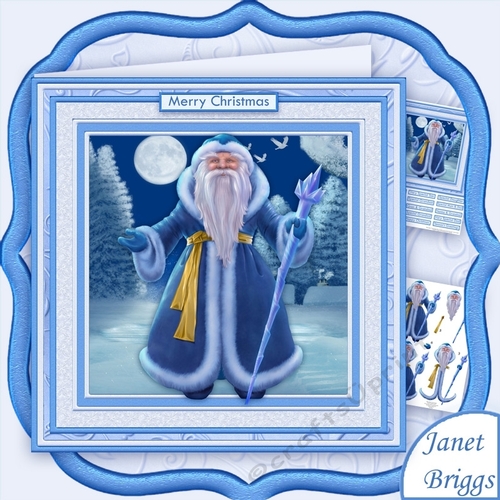 CHRISTMAS TRADITIONAL SANTA BLUE 8x8 Decoupage Mini Kit