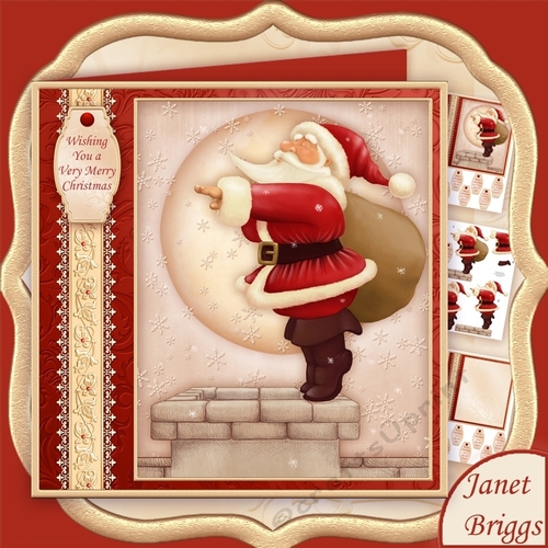 SANTA IM GOING IN 7.8 Christmas Decoupage Card Mini Kit
