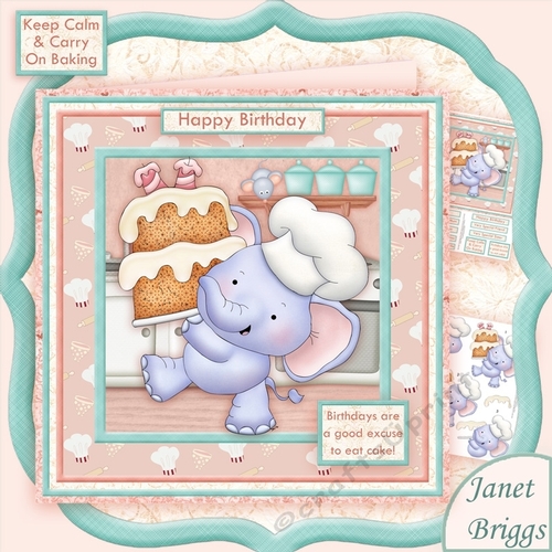 ELLIE BRINGS CAKE 8x8 Birthday Decoupage Mini Kit