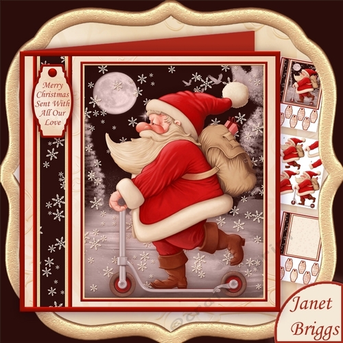 SCOOTER SANTA Christmas 7.8 Decoupage Mini Kit