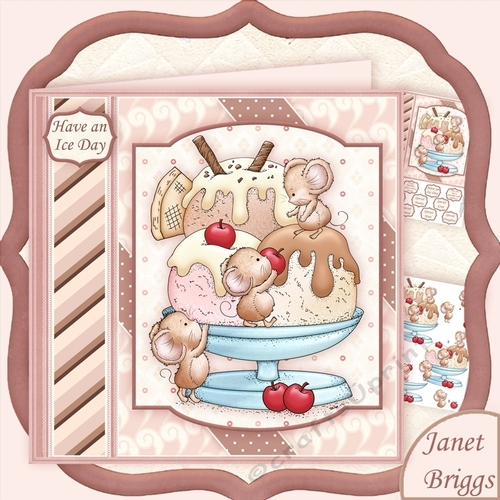 ICE MICE SUNDAE 8x8 Decoupage Mini Kit