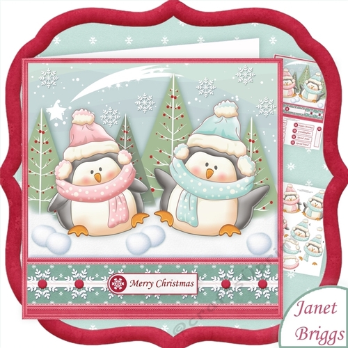 HAPPY CHRISTMAS PENGUINS 8x8 Decoupage MINI Kit