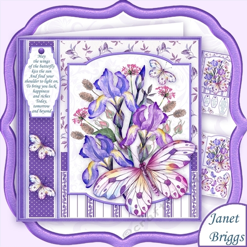 IRIS & BUTTERFLIES 8x8 Floral Decoupage Mini Kit