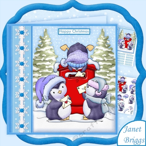 PENGUINS CHRISTMAS POST 7.5 Decoupage Mini Kit