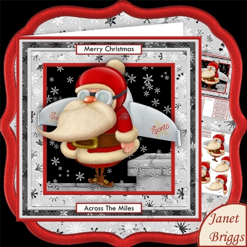 ROCKET SANTA Christmas 8x8 Decoupage Mini Kit