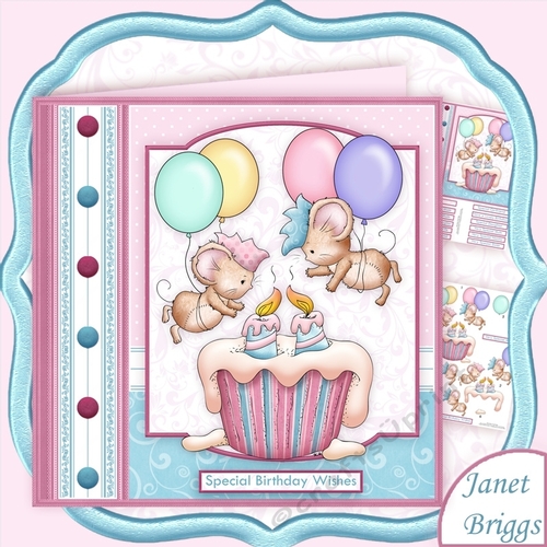 UP AND AWAY CUPCAKE DAY 8x8 Birthday Decoupage Mini Kit