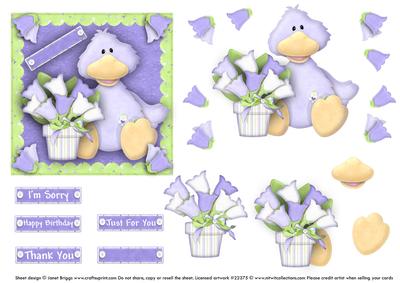 Lilac Duckling Topper & Decoupage Thank You Sorry