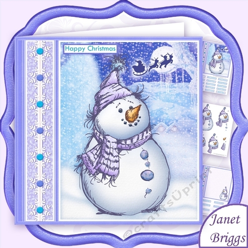 SKETCHY SNOWMAN WAITING FOR SANTA 7.5 Christmas Decoupage Mini Kit