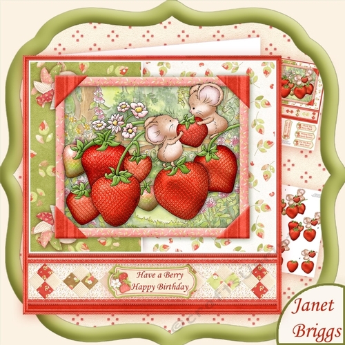 STRAWBERRY MICE 8x8 Decoupage Mini Kit Various Occasions