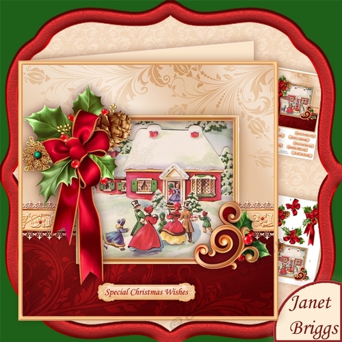 CHRISTMAS HOLLY RIBBON Christmas Welcome 7.8 Decoupage Mini Kit