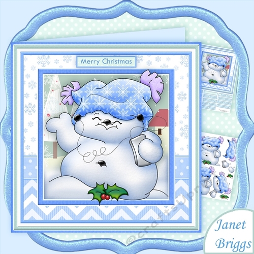 IPOD SNOWMAN 8x8 Christmas Decoupage Mini Kit
