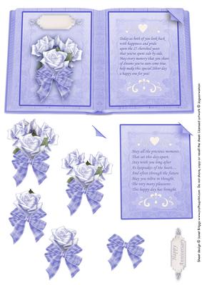 Silver Wedding Anniversary or Anniversary Topper Decoupage