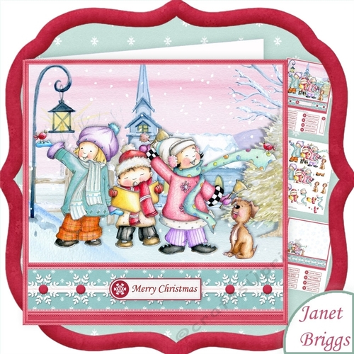CHRISTMAS CAROL SINGING KIDS 8x8 Decoupage & Insert Mini Kit