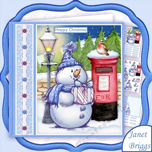 SKETCHY SNOWMAN & POSTBOX Christmas 7.5 Decoupage & Insert Mini Kit