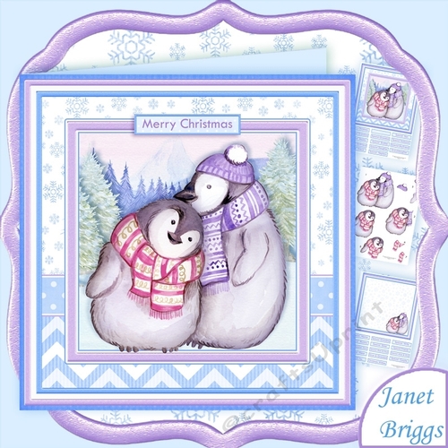 Penguin Love Christmas 8x8 Decoupage & Insert Kit