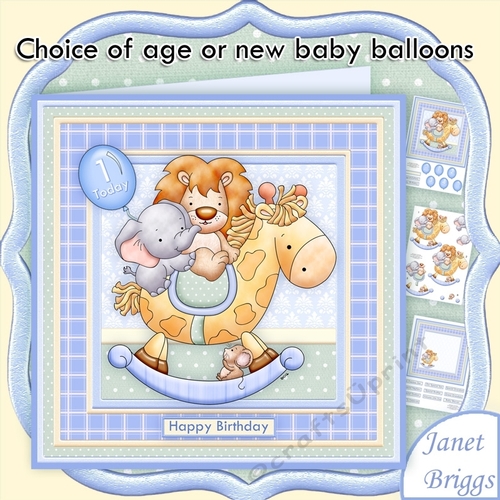ANIMAL ROCK New Baby Boy or Birthday Decoupage Insert & Ages Kit