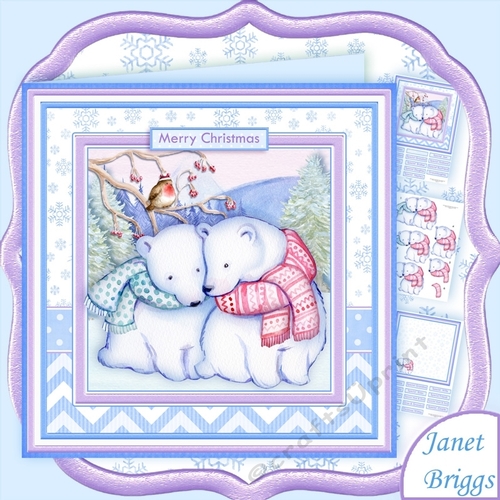 Polar Bear Love Christmas 8x8 Decoupage & Insert Kit