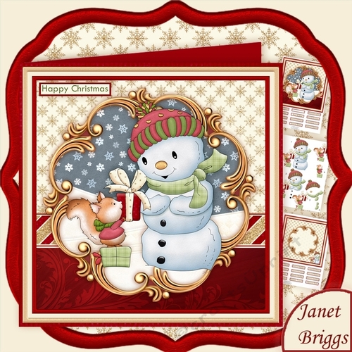 CHRISTMAS SNOWMAN & SQUIRREL 8x8 Decoupage & Insert Mini Kit