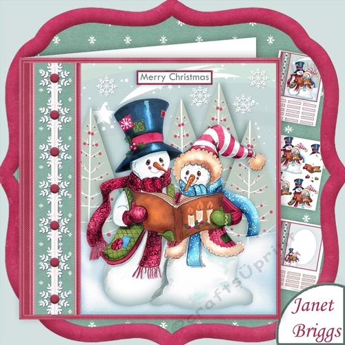 CAROLLING SNOWMEN 7.5 Christmas Decoupage & Insert Mini Kit