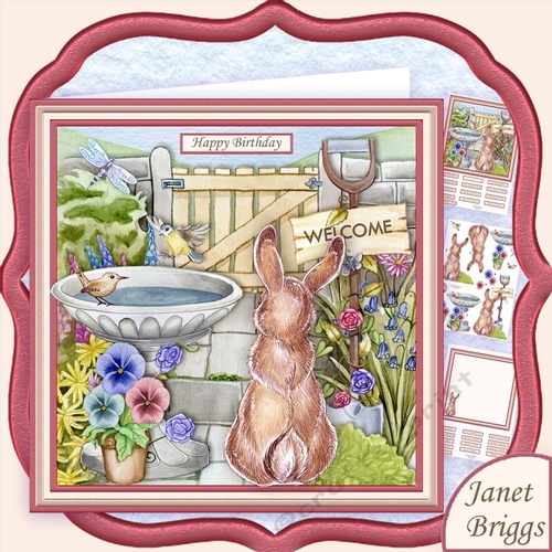 COTTAGE GARDEN VISITOR 8x8 Decoupage & Insert Mini Kit