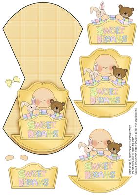 New Baby in Lemon Cradle Wobble Card