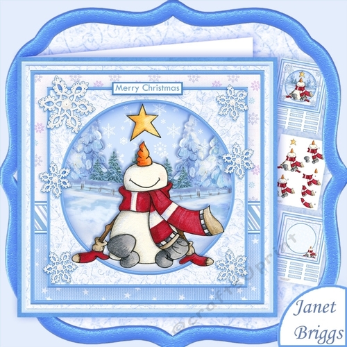 STAR STRUCK SNOWMAN Christmas 8x8 Decoupage & Insert Mini Kit