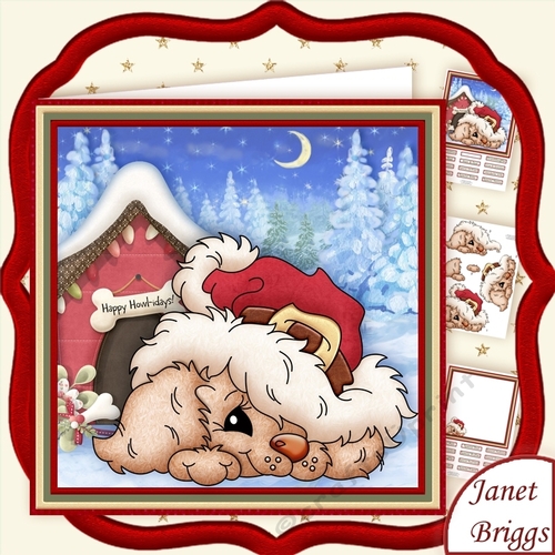 CHRISTMAS DOG HOUSE 8x8 Decoupage & Insert Mini Kit