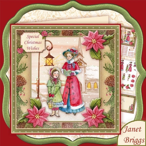 VINTAGE CAROLLERS 7.5 Christmas Decoupage & Insert Mini Kit
