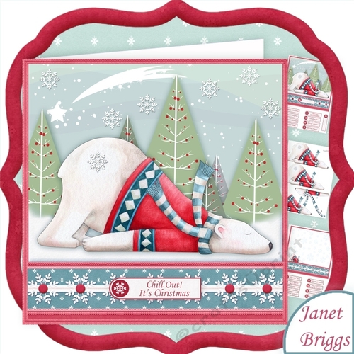 CHILLED POLAR BEAR 8x8 Christmas Decoupage & Insert Mini Kit