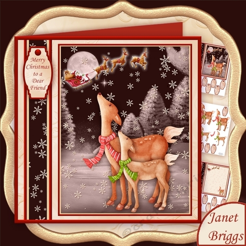 DEER ON CHRISTMAS EVE 7.8 Decoupage & Insert Mini Kit