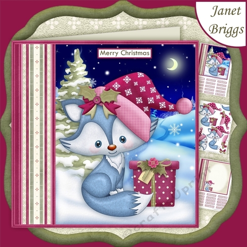 ARCTIC FOX & CHRISTMAS GIFT 7.5 Decoupage & Insert Mini Kit