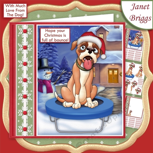HOPE YOUR CHRISTMAS IS FULL OF BOUNCE 7.5 Boxer Dog Decoupage & Insert Kit