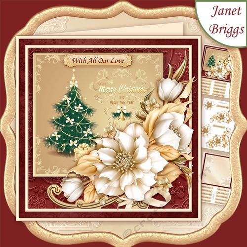FESTIVE TREE & CHRISTMAS FLORALS 8x8 Decoupage & Insert Mini Kit