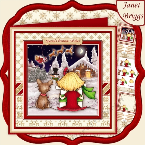 WATCHING FOR SANTA 8x8 Christmas Decoupage & Insert Mini Kit
