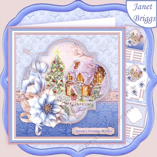 FROSTED FLORALS WINTER COTTAGE Christmas Decoupage & Insert Mini Kit