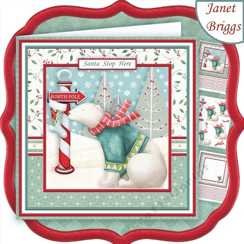 HANGING CHRISTMAS STOCKING AT NORTH POLE Decoupage & Insert Mini Kit