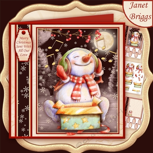 SNOWMANS MUSICAL CHRISTMAS GIFT 7.8 Decoupage & Insert Mini Kit 