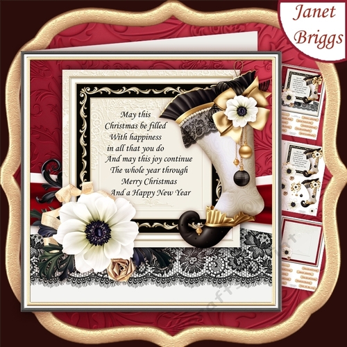 ELEGANT CHRISTMAS STOCKING 7.7 Decoupage & Insert Mini Kit