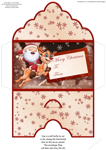 Christmas Money Wallet Gift Voucher Envelope Santas Christmas Flight